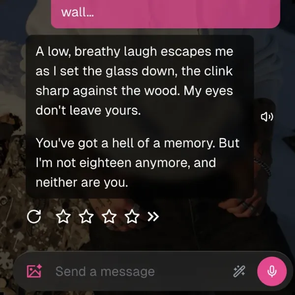 Chat com namorado IA e botão de mensagem de voz
